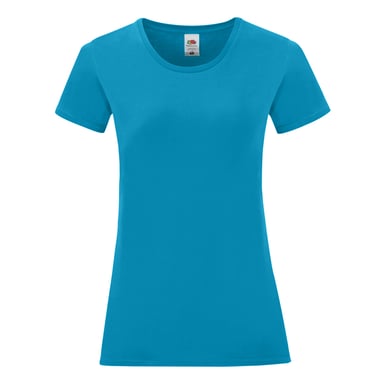 Fruit Of The Loom Damen T-Shirt Iconic, kurzärmlig (Azurblau)