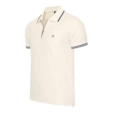 Cappuccino Italia Polo SS Zip Torino - Weiß