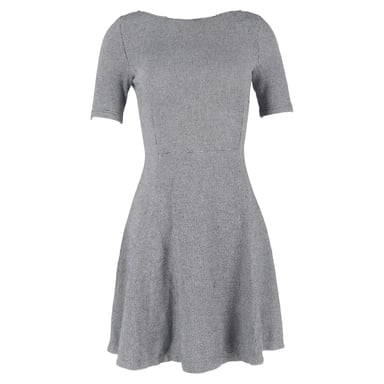 Theory Tweed Kurzarm Mini A-Linie Kleid aus grauer Baumwolle
