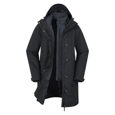 Mountain Warehouse - "Luna" Jacke, wasserfest für Damen, 3 in 1, Lang (Schwarz)