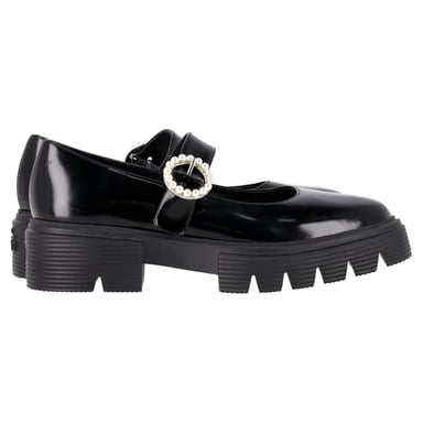 Stuart Weitzman Nolita Plattform-Mary Janes aus schwarzem Lackleder