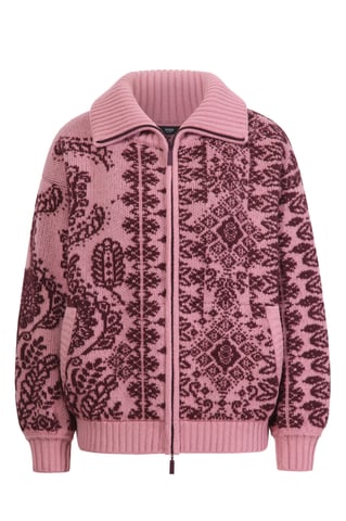 Rollkragen-Zip-Jacke, Ornamentmuster