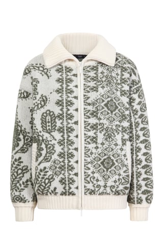 Rollkragenjacke mit Reißverschluss, Ornamentmuster