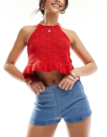 ASOS DESIGN denim mikrokort i mellanblå