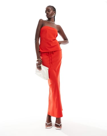 ASOS DESIGN midja band maxi kjol set i röd