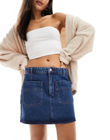 ASOS DESIGN denimfickkjol i mellanblått