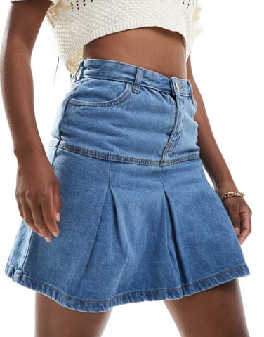 In The Style veckat denimminikjol i blått