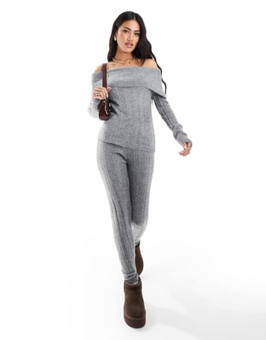 In The Style stickade leggings set i grått