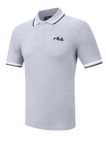 Herren Polo-Shirt mit Grafik im hellgrauen Melange-Bowey-Stil