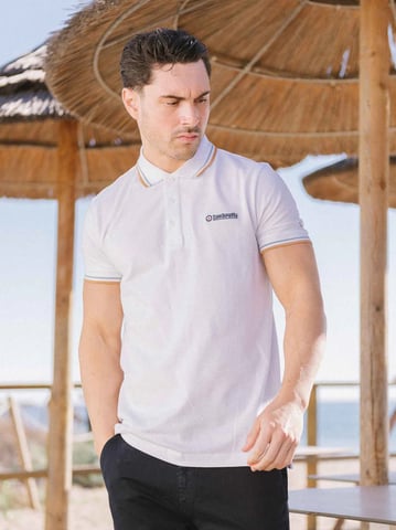 Herren weißes Sky Tobacco doppelt spitzes Poloshirt