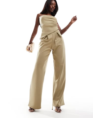 ASOS DESIGN koord vida benbyxor i khaki