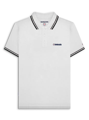 Herren Polo-Shirt mit Zwillingsstreifen in Weiß und Schwarz