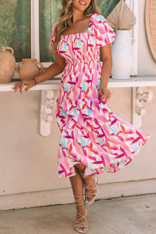 Abstraktes Print-Midi-Kleid