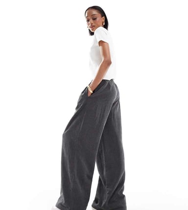 ASOS DESIGN Höga breda ben byxor i grått