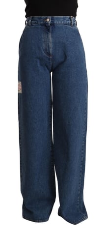 GCDS Blaue Baumwoll-Hochtaillierte Weite Jeans mit Bootcut