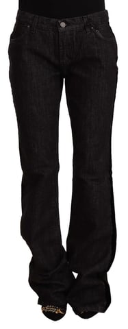 GF Ferre Schwarze Mittlere Taille Baumwoll-Denim Gerade Bootcut Jeans