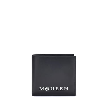 Alexander McQueen Schwarze Kalbleder Bos Taurus Geldbörse