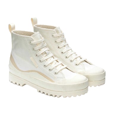 Superga - "2469 Alpina" Welle Stiefeletten für Damen, grob geripptes Seidentuch (Weiß Avorio/Beige)