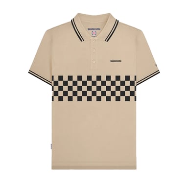 Lambretta - "SS25" Poloshirt Mit kontrastfarbenen Streifen für Herren (Steinfarben/Schwarz)