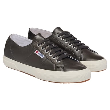 Superga - Damen Sneaker "2750", Metallic, Leder (Silber metallic/Naturweiß)