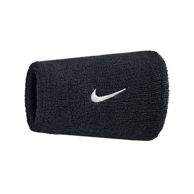Nike - "Classic" Schweißband, Doppelbreit, Swoosh (Schwarz/Weiß)