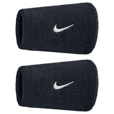 Nike - "Classic" Armband, Doppelbreit, Swoosh (2er-Pack) (Schwarz/Weiß)