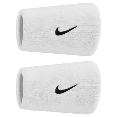 Nike - "Classic" Armband, Doppelbreit, Swoosh (2er-Pack) (Weiß/Schwarz)