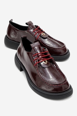 Band Leder Schnürung Loafer Damen