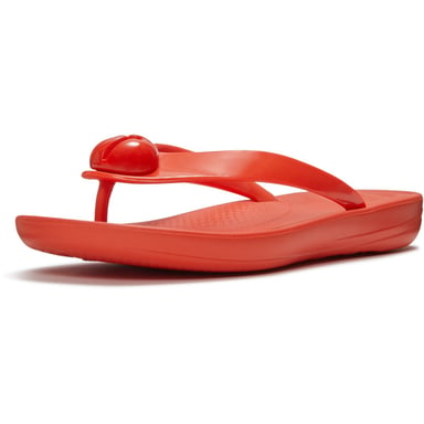 Fitflop iQushion Glossy-Button Polyurethan Damen Flip-Flops in Kirschrot