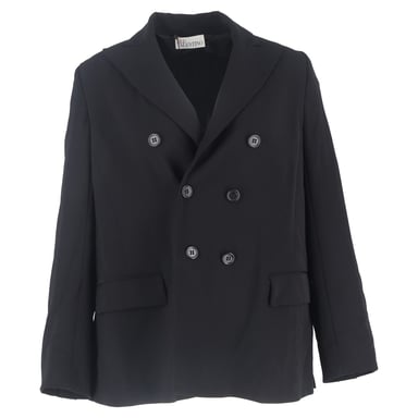 Roter Valentino-Blazer mit doppelreihiger Knopfleiste und Rückenfalten aus schwarzer Wolle