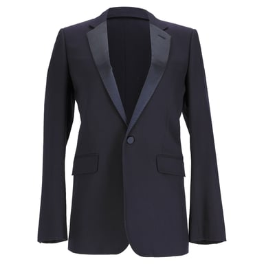 Saint Laurent Einreihiger Blazer aus marineblauer Wolle