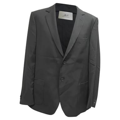 Herr P. Einreihiger Blazer mit Taschen aus schwarzer Wolle