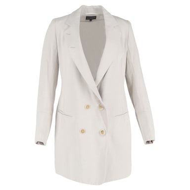 Ann Demeulemeester zweireihiger Mantel aus weißer Baumwolle