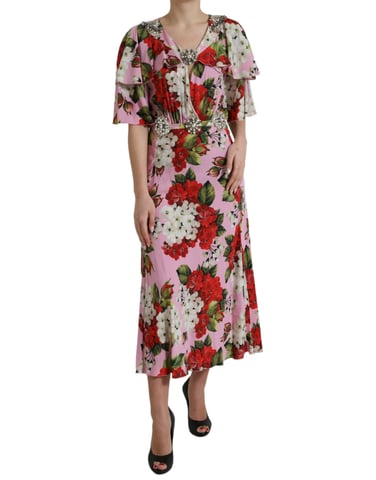 Blumen-Seidenkleid Modell Midlength