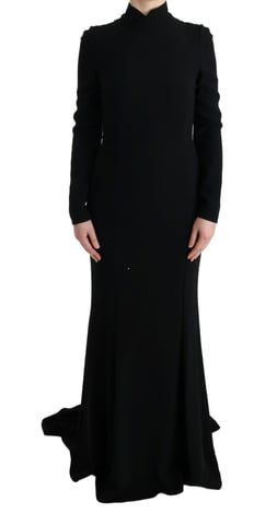 Langärmliges Kleid aus schwarzem Krepp