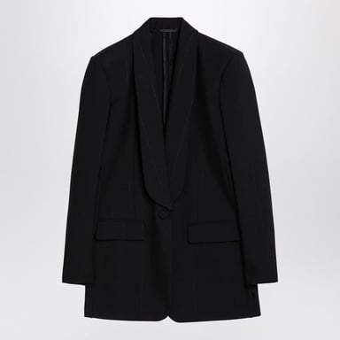 Schwarzer Stretch-Wollmischblazer