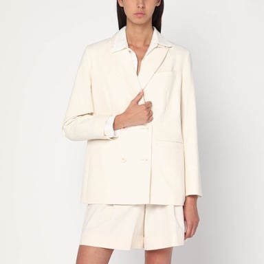 Doppelt breasted Jacke aus Ecru Baumwolle