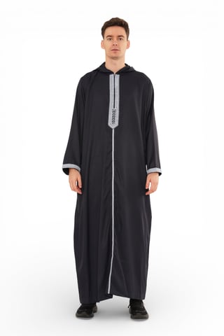 Marokkanische Thobe-Robe für Männer, Eid, Marineblau, mit Kapuze, Djellaba, Ramadan, Jubba – HM3