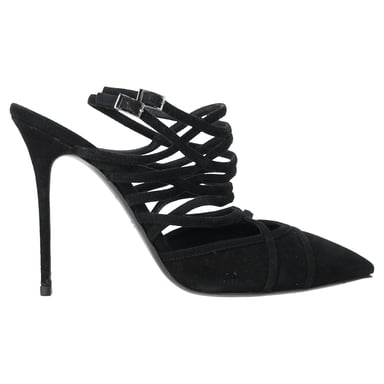 Giuseppe Zanotti Schnürpumps mit Riemchen aus schwarzem Wildleder