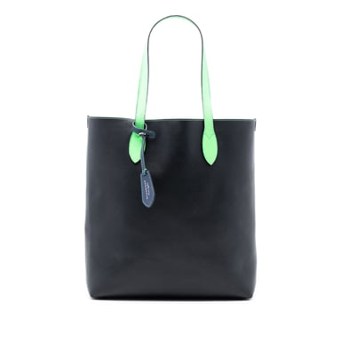 Gebrauchte beschichtete Canvas-Tasche mit gerippter Leder- und Haymarket-Check-Muster, wendbar, Nord-Süd-Format