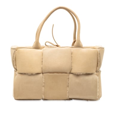Gebrauchte kleine Suede- und Schafsleder-Maxi-Intrecciato-Arco-Tasche