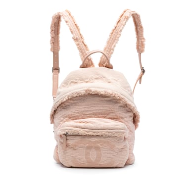 Gebrauchter gepolsterter Canvas-Rucksack mit Fransen und vorderer Tasche