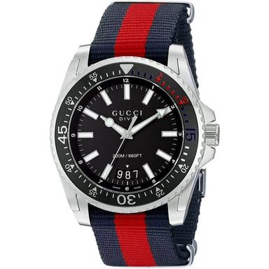 Gucci YA136210 Herren-Tauchuhr mit schwarzem Zifferblatt - stilvoll und funktionell