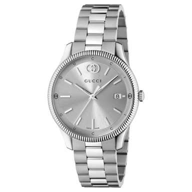 Gucci YA1264232 G-Timeless Herrenarmbanduhr mit silbernem Zifferblatt