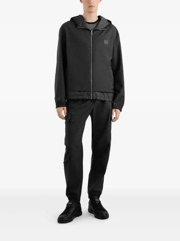Kohlefarbene Stretch-Wollmischung Jacke