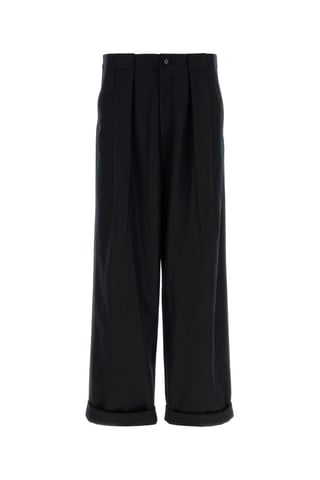 Schwarze Wolle Weite Hose