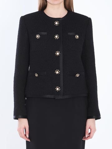 Gekürzte Einreiher Boucle Tweed Jacke