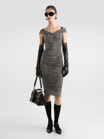 Drapiertes Druckkleid aus Seidenmischung