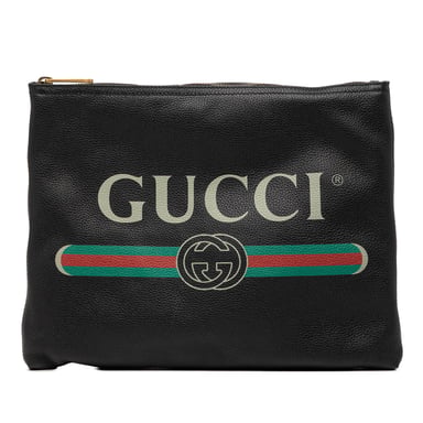 Gebrauchte mittelgroße Leder-Logo-Portfolio-Clutch