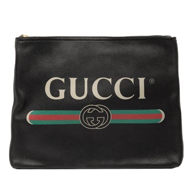 Gebrauchte mittelgroße Leder-Logo-Portfolio-Clutch